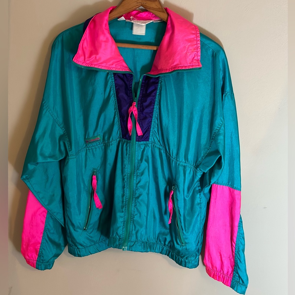 Retro neon Columbia windbreaker